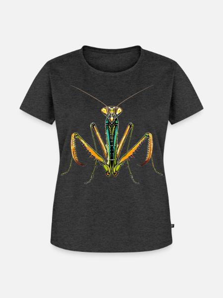 Gottesanbeterin Praying Mantis Liebe Fangschrecken - Frauen Premium Bio T-Shirt - Anthrazit meliert