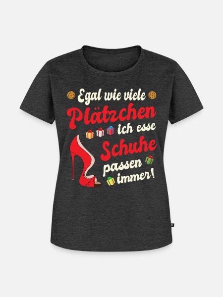 Weihnachtsgeschenk Frauen Plätzchen Lustig Idee - Frauen Premium Bio T-Shirt - Anthrazit meliert