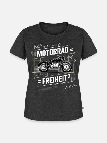 Motorrad Freiheit Chalk Style - Frauen Premium Bio T-Shirt - Anthrazit meliert