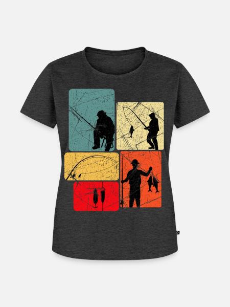 Angeln Angler - Frauen Premium Bio T-Shirt - Anthrazit meliert