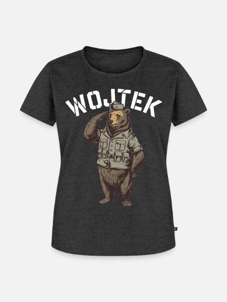 Wojtek Entdecker Bär - Frauen Premium Bio T-Shirt - Anthrazit meliert