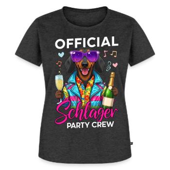Official Schlager Party Crew - Frauen Premium Bio T-Shirt - Anthrazit meliert - Vorne - Selfina (174cm)