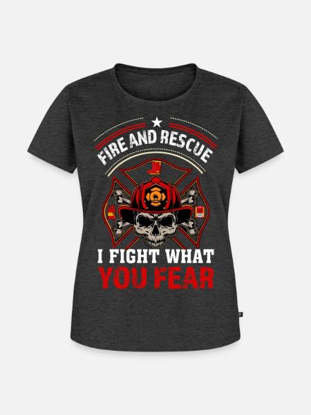 Feuerwehr - Frauen Premium Bio T-Shirt - Anthrazit meliert