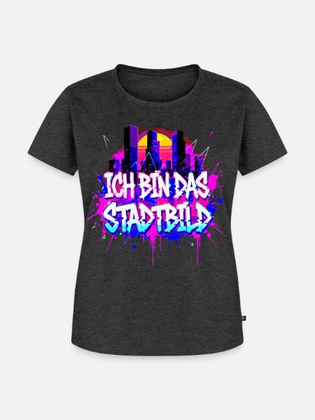 Synthwave Stadtbild - Ich Bin Das Stadtbild - Frauen Premium Bio T-Shirt - Anthrazit meliert