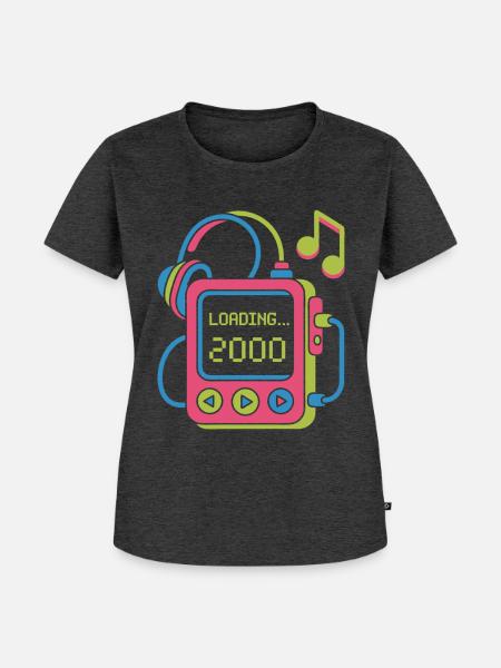 Retro MP3 Player 2000er Musikdesign bunt - Frauen Premium Bio T-Shirt - Anthrazit meliert