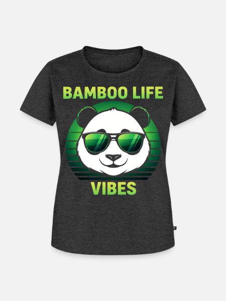 Cooler Panda mit Sonnenbrille - Frauen Premium Bio T-Shirt - Anthrazit meliert