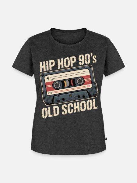 Hip Hop 90s Old School Kassette - Frauen Premium Bio T-Shirt - Anthrazit meliert
