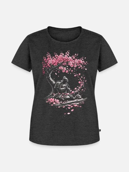 Kirschblüten Sakura Kirschblüte - Frauen Premium Bio T-Shirt - Anthrazit meliert
