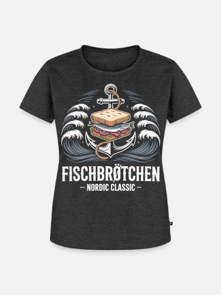Fischbrötchen Nordic Classic Shirt - Frauen Premium Bio T-Shirt - Anthrazit meliert