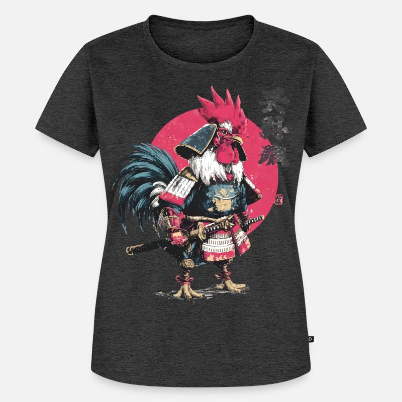 Rooster Samurai Armor - Women's Premium Organic T-shirt - heather anthracite
