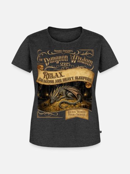 Weisheit des schlafenden Drachen - Frauen Premium Bio T-Shirt - Anthrazit meliert
