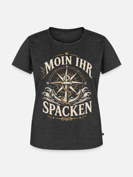 Moin ihr Spacken Bootsfahrer - Frauen Premium Bio T-Shirt - Anthrazit meliert