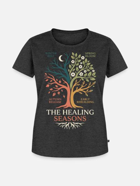 Das Baumdesign der Healing Seasons - Frauen Premium Bio T-Shirt - Anthrazit meliert