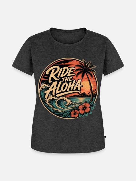 Ride the Aloha - Frauen Premium Bio T-Shirt - Anthrazit meliert