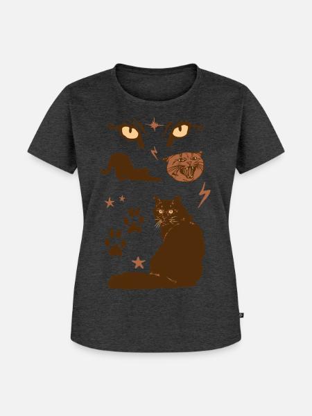 BRUNE KATZEN - Frauen Premium Bio T-Shirt - Anthrazit meliert