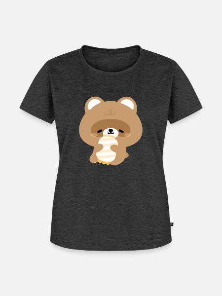 Schläfriger Biber - Frauen Premium Bio T-Shirt - Anthrazit meliert