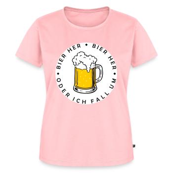 Bienen hier - Oder ich fall um! - Frauen Premium Bio T-Shirt - Rosa - Vorne - AI Model Female 172 dark (172cm)