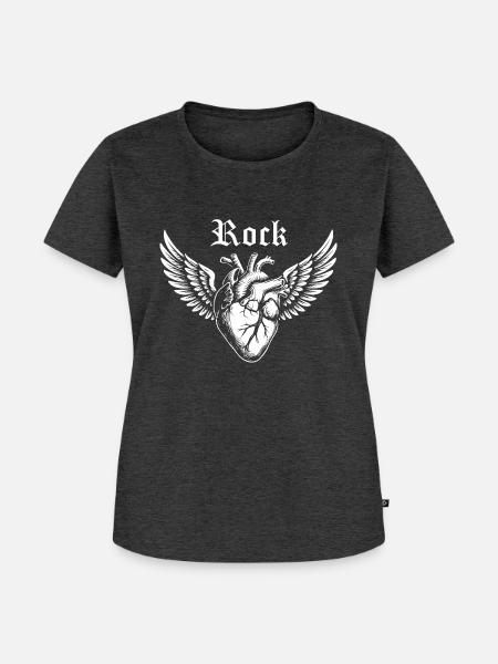 Fels Herz - Frauen Premium Bio T-Shirt - Anthrazit meliert