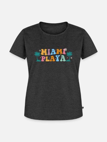 Miami Beach - Frauen Premium Bio T-Shirt - Anthrazit meliert