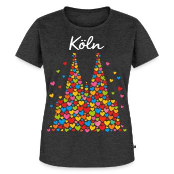 Köln Karneval Alaaf Konfetti Geschenk - Frauen Premium Bio T-Shirt - Anthrazit meliert - Vorne - Selfina (174cm)