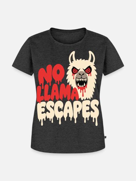 Horror-Lama – No Llama Escapes - Frauen Premium Bio T-Shirt - Anthrazit meliert