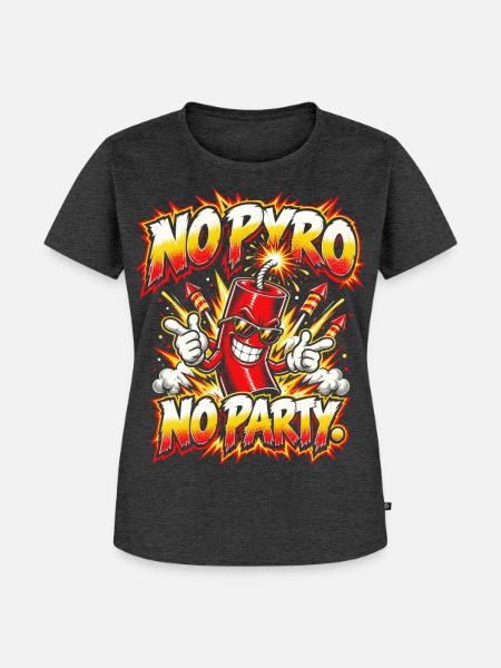 No Pyro – No Party - Frauen Premium Bio T-Shirt - Anthrazit meliert