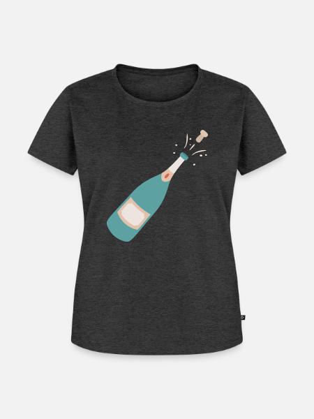 Champangner Flasche - Frauen Premium Bio T-Shirt - Anthrazit meliert