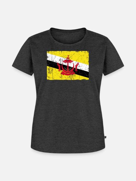 Brunei-Flaggenweinleseeffekt - Frauen Premium Bio T-Shirt - Anthrazit meliert