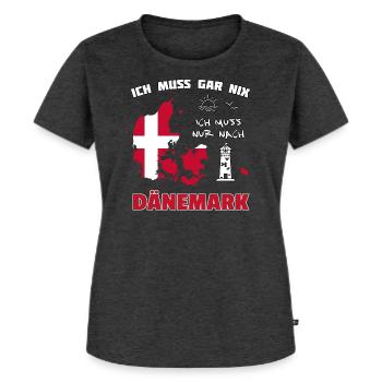 Dänemark Reisetraum mit Leuchtturm - Frauen Premium Bio T-Shirt - Anthrazit meliert - Vorne - Selfina (174cm)