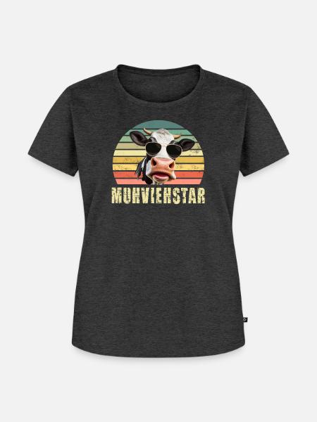 Kuh Kühe - Frauen Premium Bio T-Shirt - Anthrazit meliert