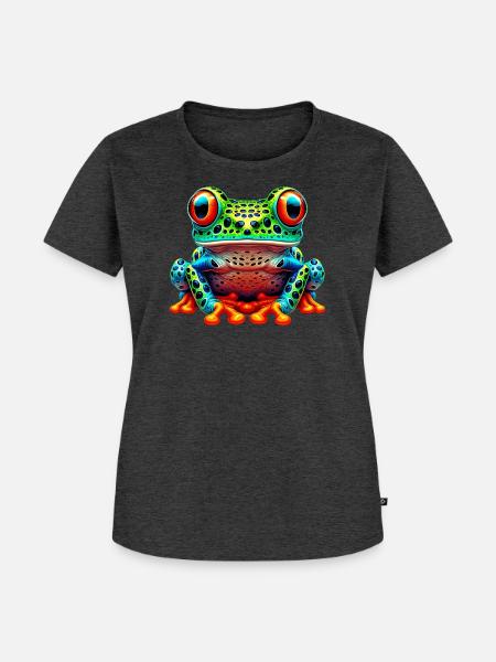 Frosch - Frauen Premium Bio T-Shirt - Anthrazit meliert