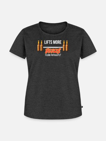 Beers Over Weights Gym-Grafik - Frauen Premium Bio T-Shirt - Anthrazit meliert