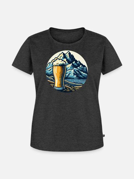 Gebirgs-Bierlandschaft Illustration - Frauen Premium Bio T-Shirt - Anthrazit meliert