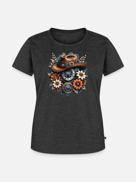 Steampunk-Cowboy-Stil. - Frauen Premium Bio T-Shirt - Anthrazit meliert