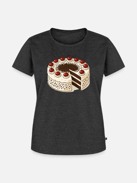Schwarzwälder Kirschtorte - Frauen Premium Bio T-Shirt - Anthrazit meliert
