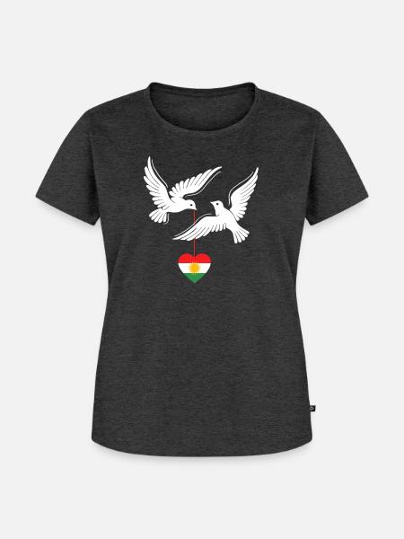 Kurdistan Kurden mit kurdischer Flagge - Frauen Premium Bio T-Shirt - Anthrazit meliert