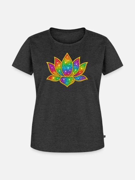 Leuchtendes Glitzer-Lotus-Symbol - Frauen Premium Bio T-Shirt - Anthrazit meliert