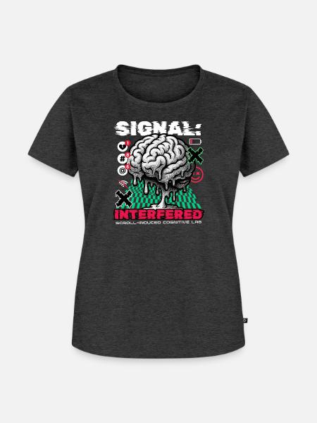Brain - Signal Interfered - Frauen Premium Bio T-Shirt - Anthrazit meliert