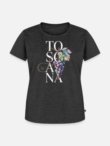 TOSCANA – Trauben - Frauen Premium Bio T-Shirt - Anthrazit meliert