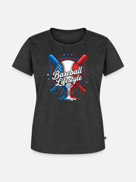 Patriotisches Baseball-Lifestyle-Design - Frauen Premium Bio T-Shirt - Anthrazit meliert