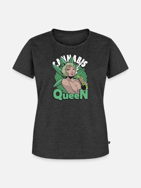 Cannabis Queen Outfit - Frauen Premium Bio T-Shirt - Anthrazit meliert