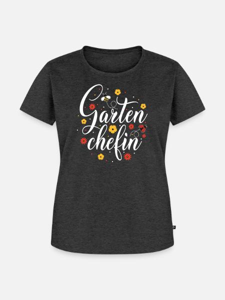 Gartenchefin Blütenzauber - Frauen Premium Bio T-Shirt - Anthrazit meliert