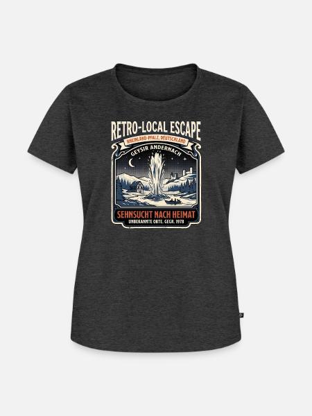 Geysir Andernach Heimat - Frauen Premium Bio T-Shirt - Anthrazit meliert
