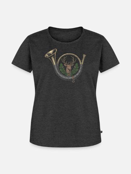Jagdhorn - Frauen Premium Bio T-Shirt - Anthrazit meliert