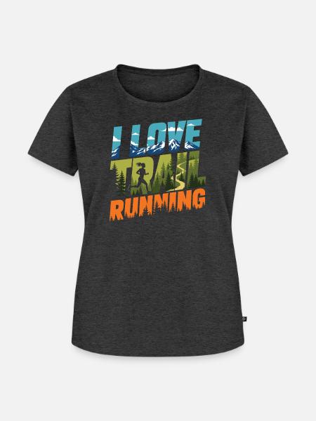 Ich liebe Trailrunning - Frauen Premium Bio T-Shirt - Anthrazit meliert