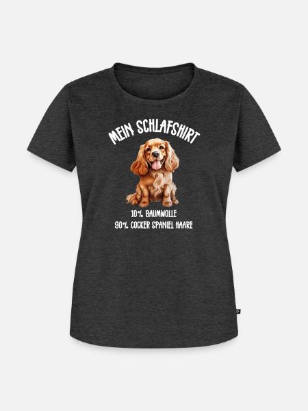 Cocker Spaniel Schlafshirt - Frauen Premium Bio T-Shirt - Anthrazit meliert