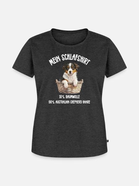 Aussie Welpe Korb Pyjama - Frauen Premium Bio T-Shirt - Anthrazit meliert