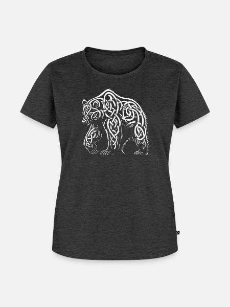 Bär keltische Knoten Tribal - Frauen Premium Bio T-Shirt - Anthrazit meliert