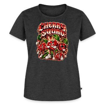 Kirsche - Frauen Premium Bio T-Shirt - Anthrazit meliert - Vorne - Selfina (174cm)