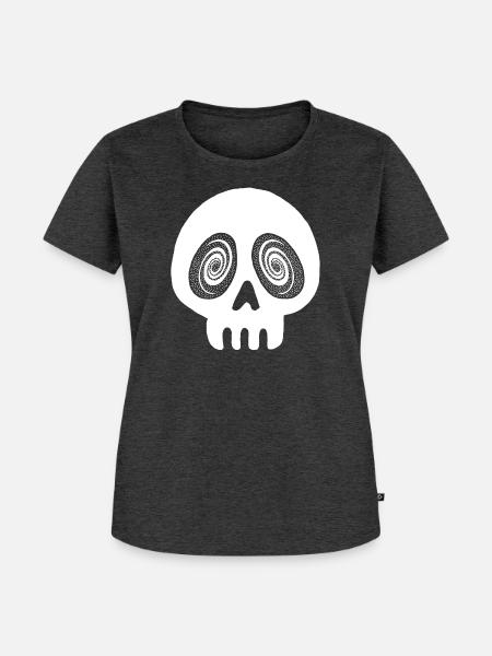 Schädel und Galaxie - Frauen Premium Bio T-Shirt - Anthrazit meliert